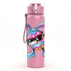 1PC Colorful Hip Hop Rabbit Character Print 750ml Color Plastic Sports Water Bottle Leakproof Flip Straw Lid Suitable for Sports Office Home Use