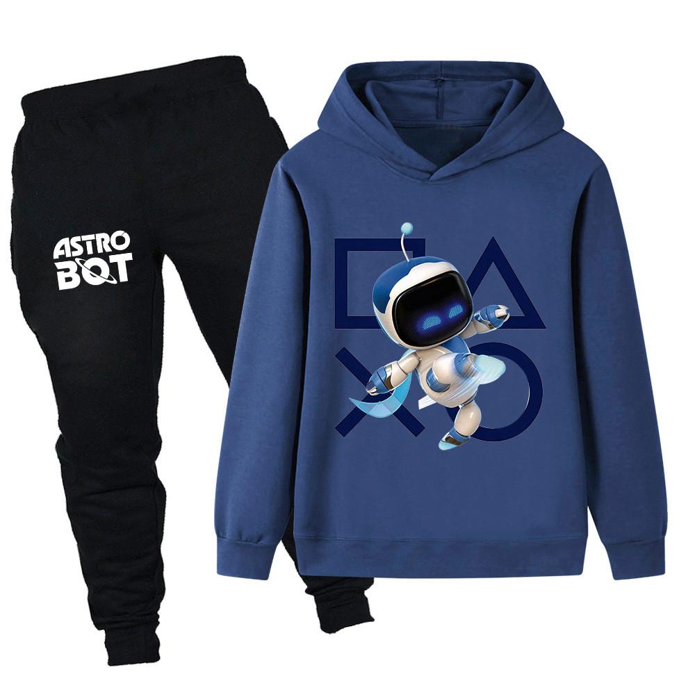 PB1338 2pcs/set Kids Boys Girls Astro Bot Printed Long Sleeves Hoodie Trousers Clothes Sets