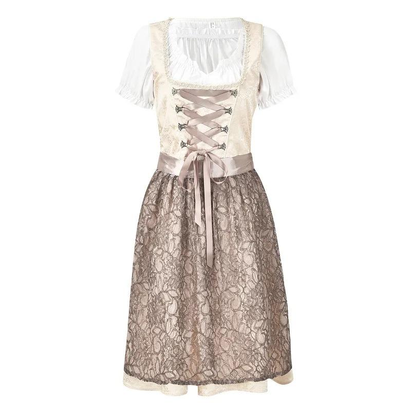 Costume Tradizionale Tedesco Oktoberfest Vestito Festa della Birra di Monaco Gonna da Palco con Pizzo Jacquard Abito da Spettacolo