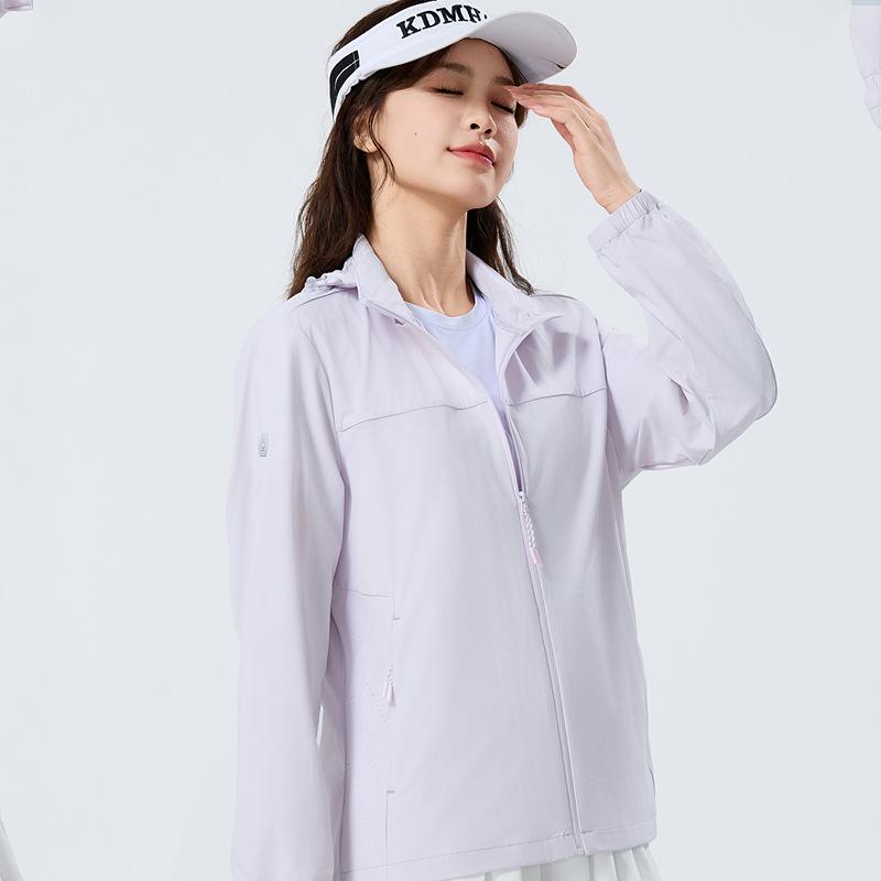 1011 popular couple summer sunscreen clothes men's elastic breathable skin clothes women's sports and leisure removable hat thin jacket