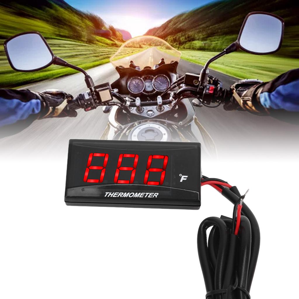 Motorrad Wassertemperaturanzeige Dünnes LCD-Display ABS-Gehäuse Wassertemperaturmesser für Modifikation 12V