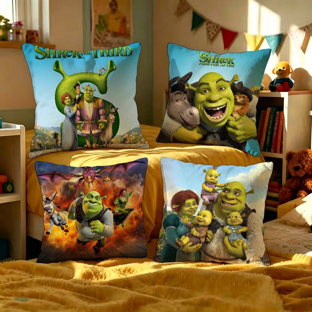 Exquisite Ornaments Unisex S-Shrek Movie Pillow Gift Home Office Decoration Bedroom Sofa Car Cushion Cover Case 45X45