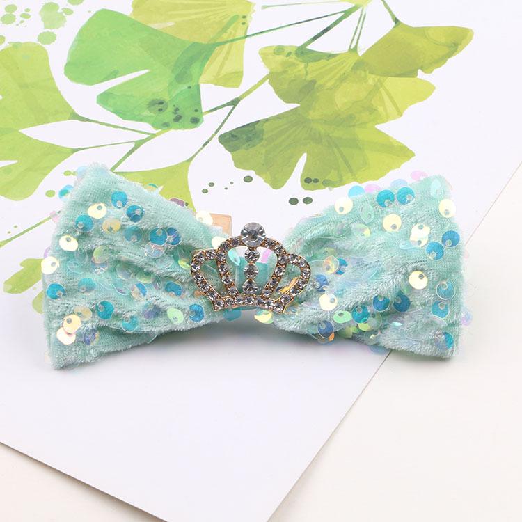 Korean Style Sequin Bow Hair Clip for Girls - Crown 3D Top Hairpin Accessory