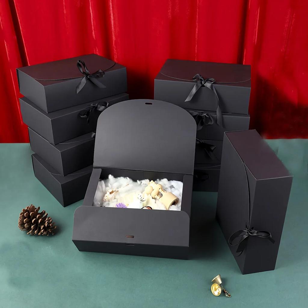 10pcs-Holiday Gift Box, Birthday Gift Box, Handmade Exquisite Ribbon Hardcover Gift Box, Packaging Box, Candy Box