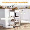 Carrello da portata Carrello da cucina su ruote 2 ripiani + Vassoio rimovibile + Cassetto Legno di pino Bianco Rovere chiaro