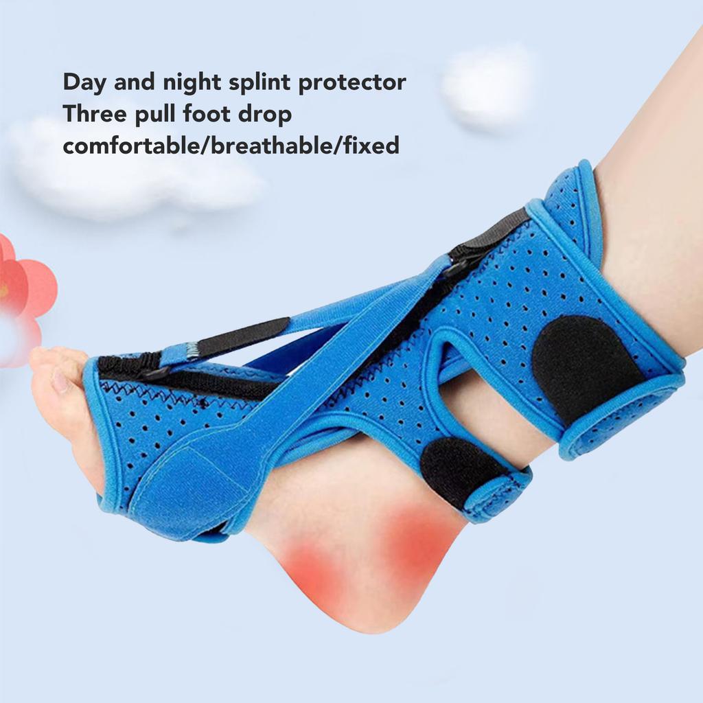 Ortéza na úlevu od plantární fasciitidy, fixace při achillodinitidě, pro denní a noční použití, achillodinitida, ortéza na pokles nohy, modrá