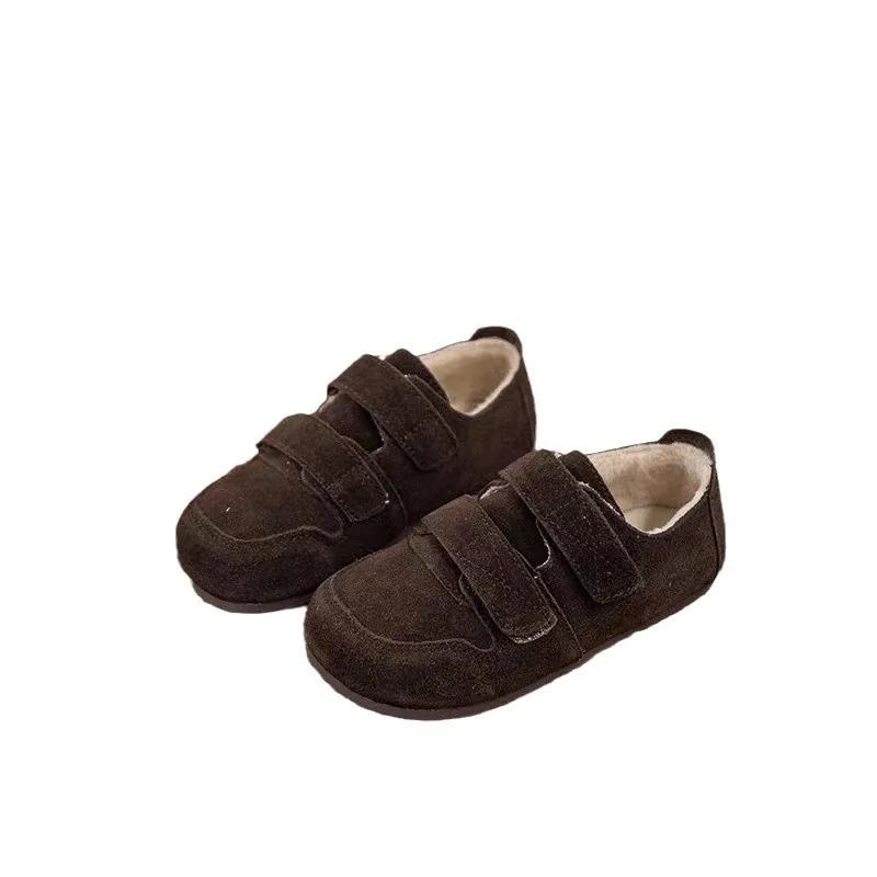 Children's Cotton Shoes 2024 Autumn and Winter Cashmere Girls Two Cotton and Cashmere Warm Furry Boys Wear Shoes