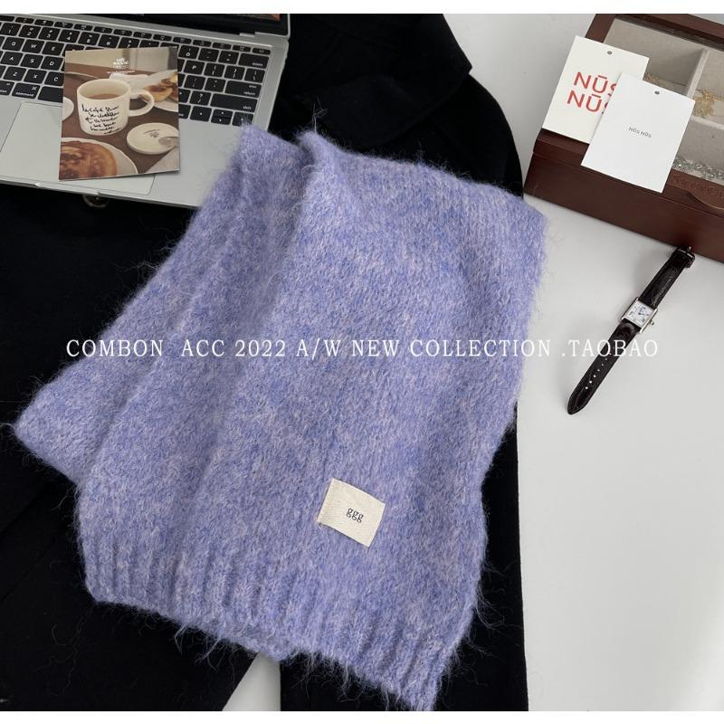 Sweet wind wool blended knitted scarf women's winter new solid color versatile scarf