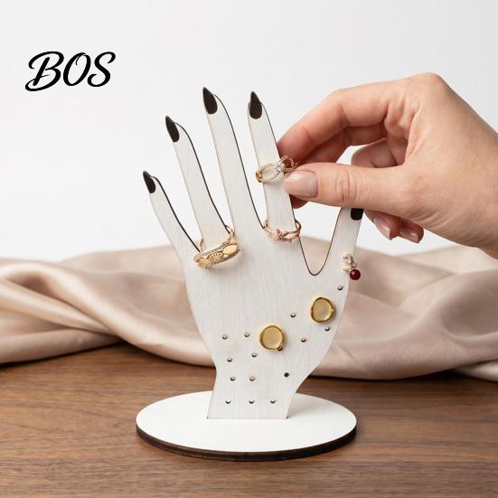 Bracelet And Earring Holder Hand Shape Ring Holder, 2D Wooden Jewelry Display Stand for Retro Rings Necklace, Minimalist Dresser Decor, Decorative