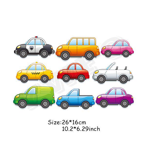DIY Heat Transfer Iron-on Patches Cute Cartoon Cars Set Patch For Children Clothing T-shirt Dresses