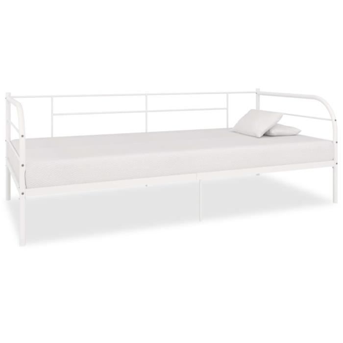 VidaXL Cadre de lit de repos Blanc Métal 90 x 200 cm