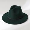 New autumn and winter woolen fedora hat with flat brim, versatile straight-brimmed jazz hat, vintage gentleman style