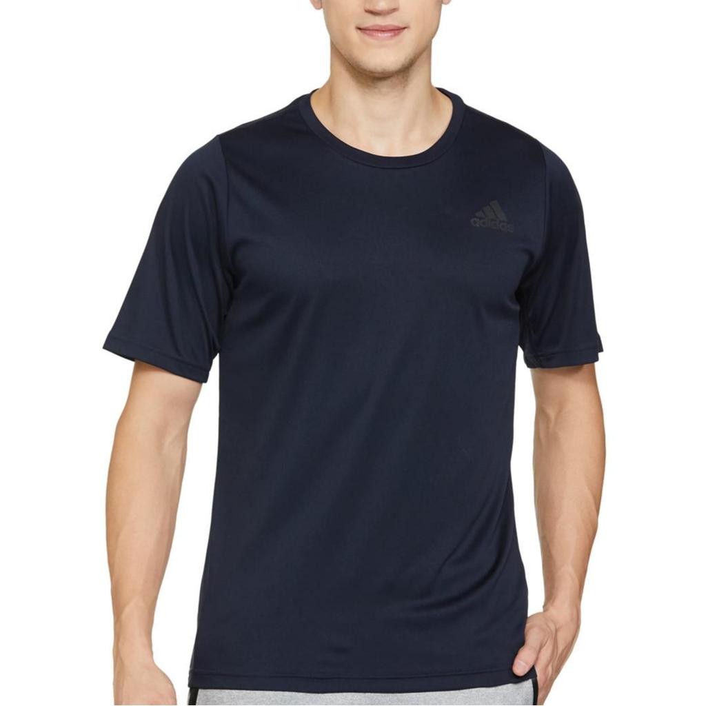 Adidas T Shirts Men's Navy Blue Crew Neck Moderate Straight Fit HC0408