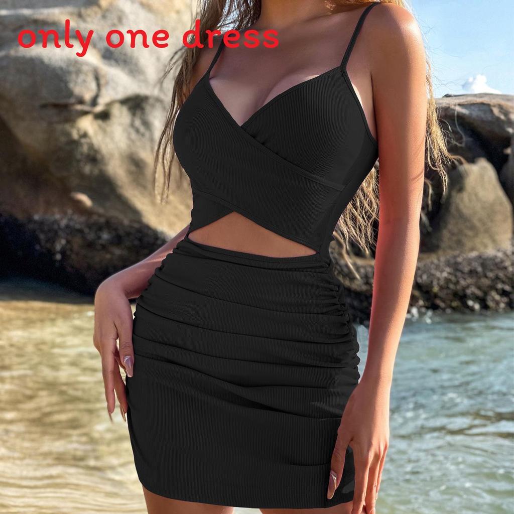 Gestreiftes Spandex-Ärmelloses Kleid mit Kreuzrücken für Damen im Streetwear-Stil