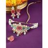 Multicolor Stones & Beads Multistrand Beaded Kundan Choker Necklace Earring & Ring Set For Women
