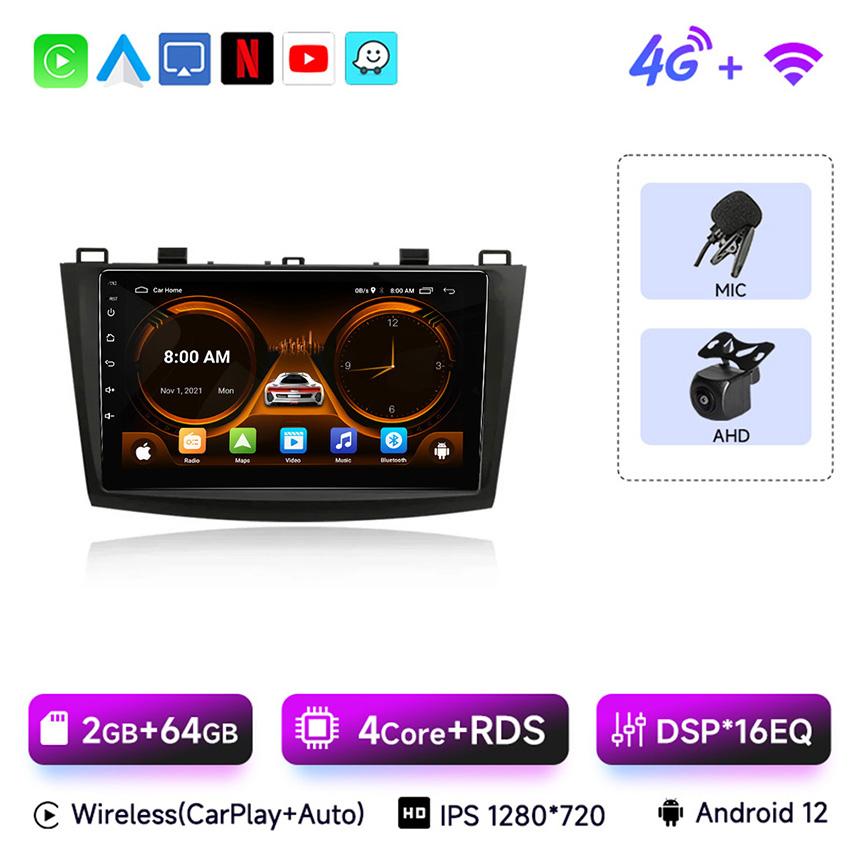 2 Din Car Radio for Mazda 3 2009 2010 2011 2012 2013 Android 13 Multimedia Player 4G GPS Navigation Carplay DVD Head Unit