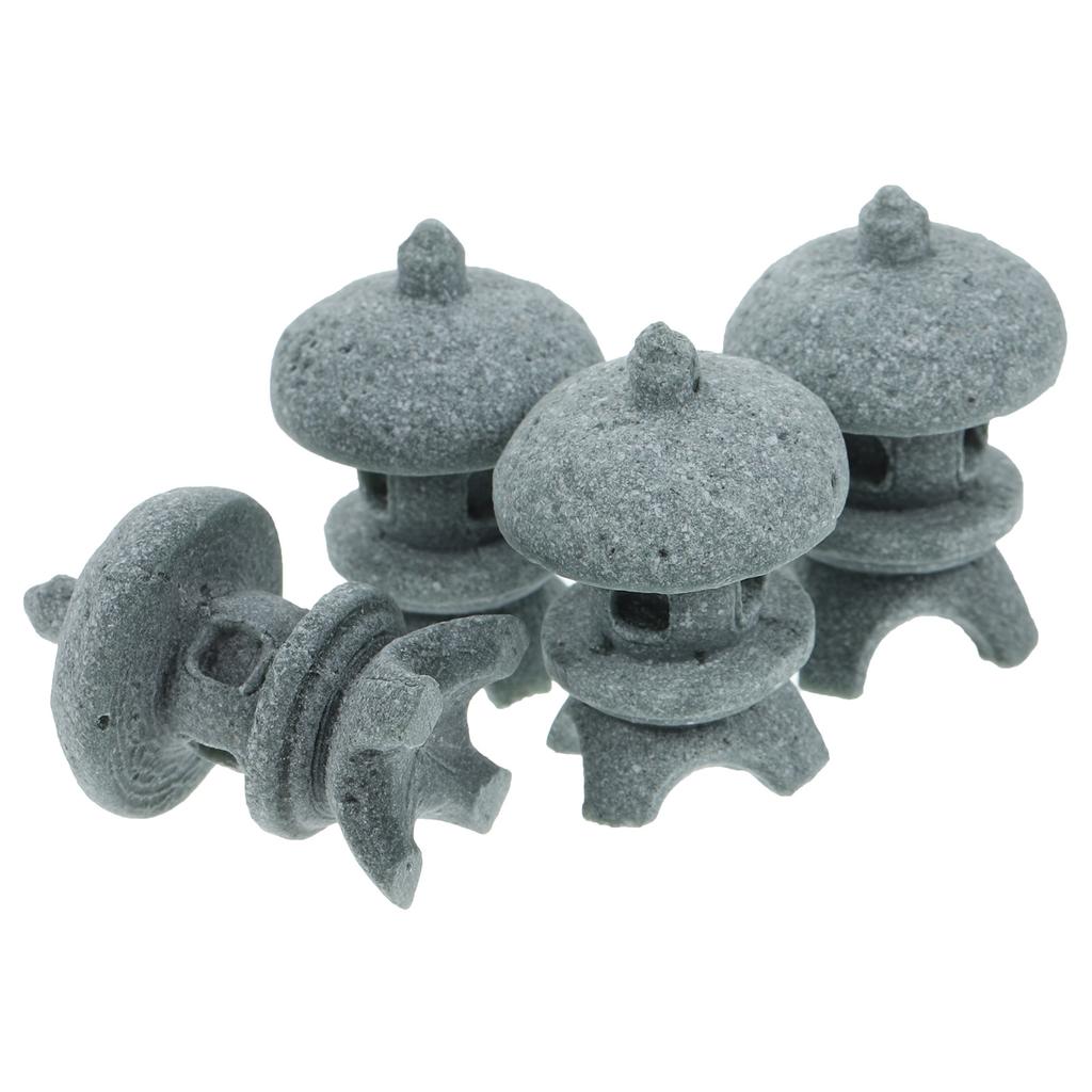 4 Pcs Simulation Landscape Pavilion Home+decor Miniature Scene Ornament Ornaments outside Garden Statue Sandstone Model Yard