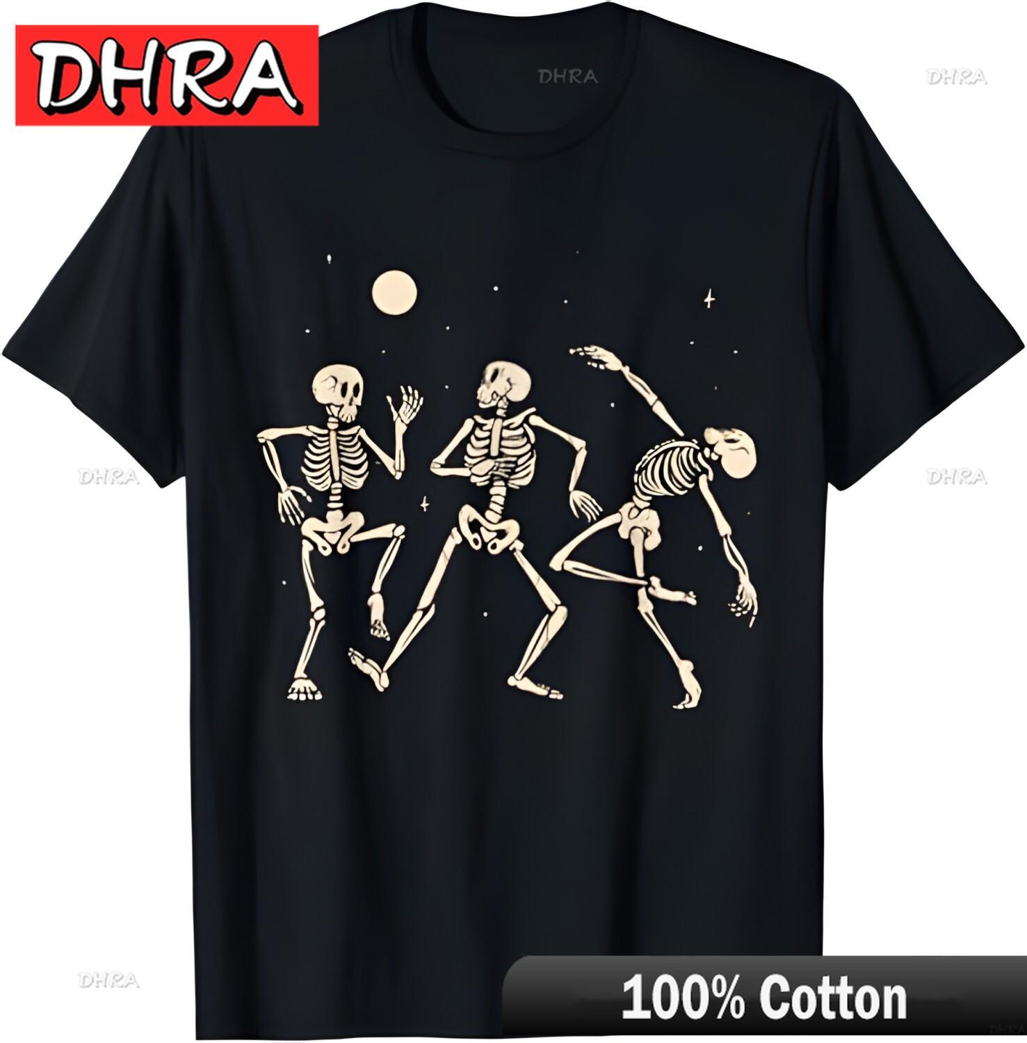 Spooky Dancing Skeletons Halloween Costume Music Adult TShirt Tees Urban Funny Retro TShirts Shirts for Vocation TShirt Teen 4XL