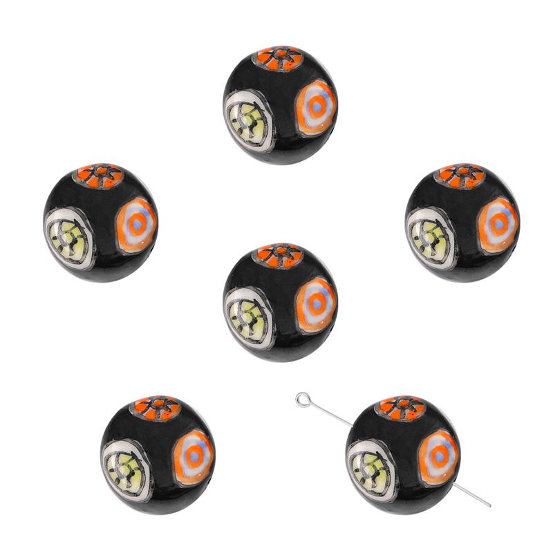 2 buc/pungă Vopsea manuală 15 mm Mărgele de porțelan ceramică cu model de inimă de flori Mărgele distanțiere libere pentru colier, cercei, bijuterii, artizanat