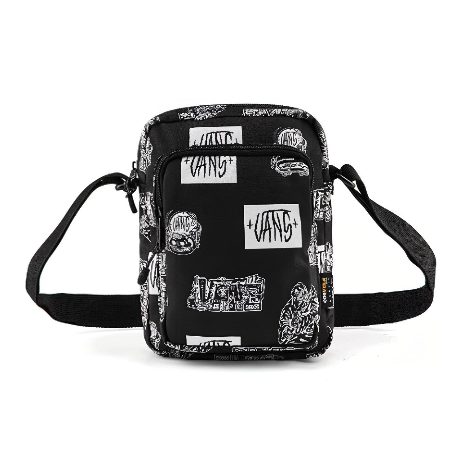 Vans Fun Pattern One-Eyed Fashion Casual Zipper Canvas Shoulder Crossbody Bag Unisex bags Black VN0A5F46ZHB Black