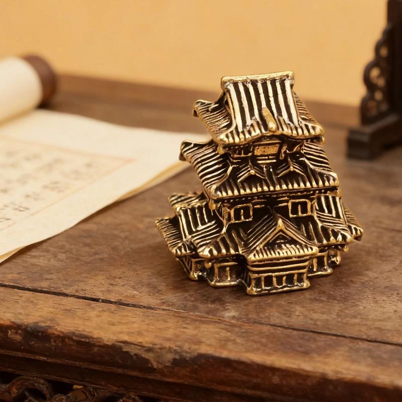 Brass Ancient Architecture Figurines Home Decor Chinese Ancient Buildings Pavilions Fairy Garden Miniatures Fish Tank Decoration