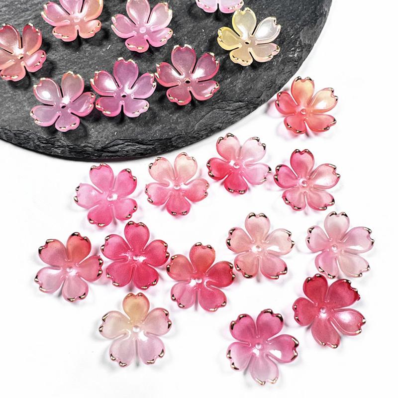 50Pcs Torus 19Mm Acrylic Flower Beads Petals Charm Connectors Diy Earrings Hair Jewelry Making Resin Acessories