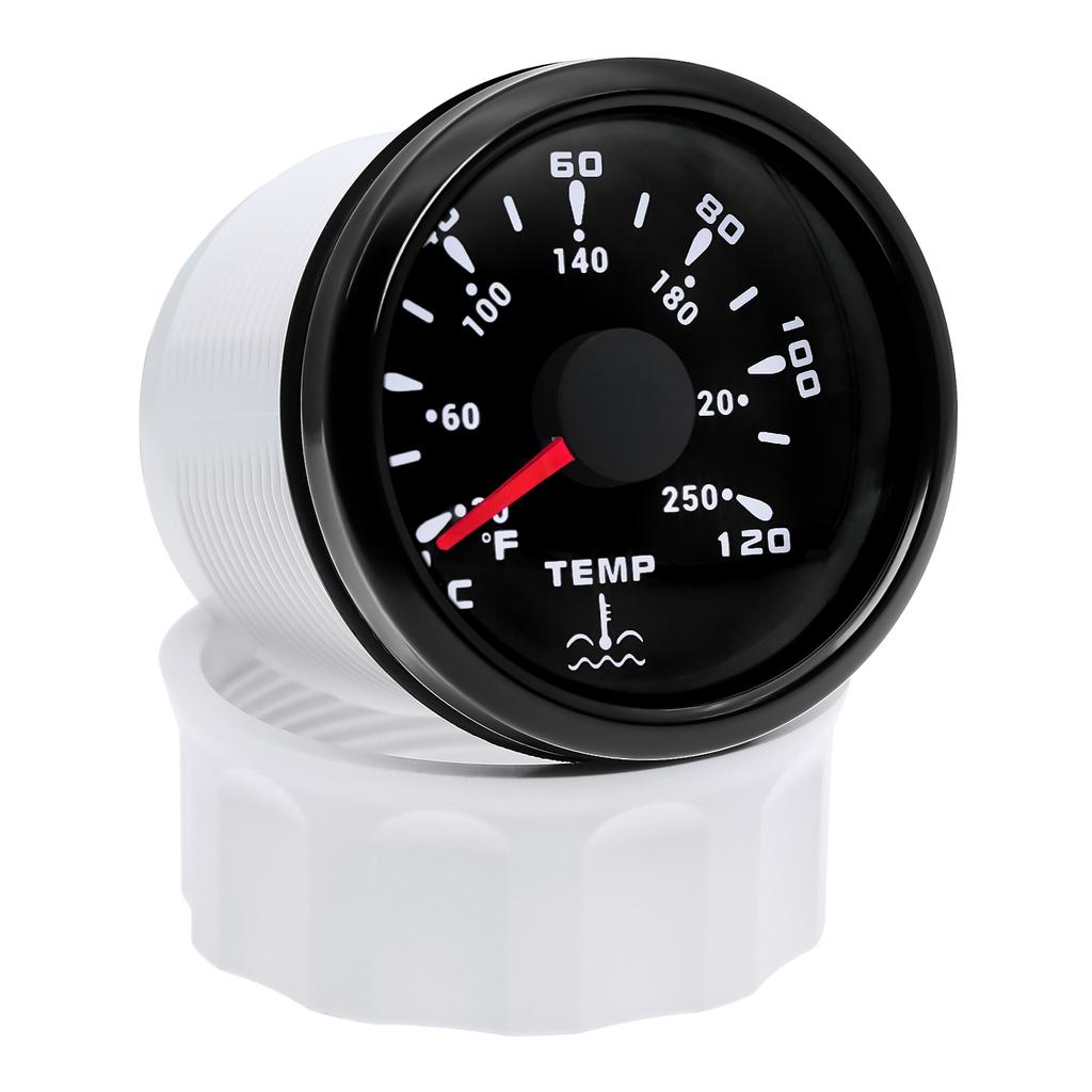 ZMFJH 0~120℃ 52MM Water Temperature Gauge with Sensor 10.2MM Universal Car Boat Yacht Water Temp Meter Indicator 7 Color Light