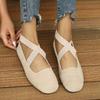 Women's Round Toe Elastic Slip-On Flats, Low Heel Plus Size Casual Shoes