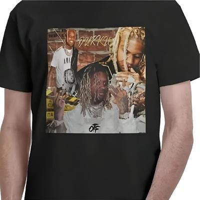 Lil - Durk-Inspired Vintage Streetwear T-Shirt - Loose Fit, Short Sleeve, Round Neck Cotton Tee For Summer Heat Transfer Print