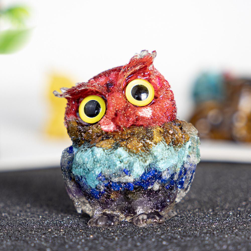 Figurine Hibou en Résine Cristal Pour Décoration Maison Bureau Cadeau Pour Amis Et Famille