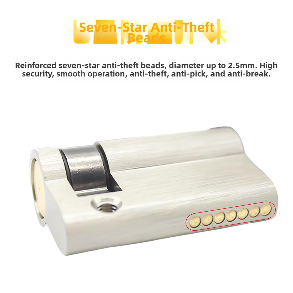 Copper Half Lock Cylinder 45mm 50mm for Interior Doors Security Lock with 3 Brass Keys European Standard Compatibility