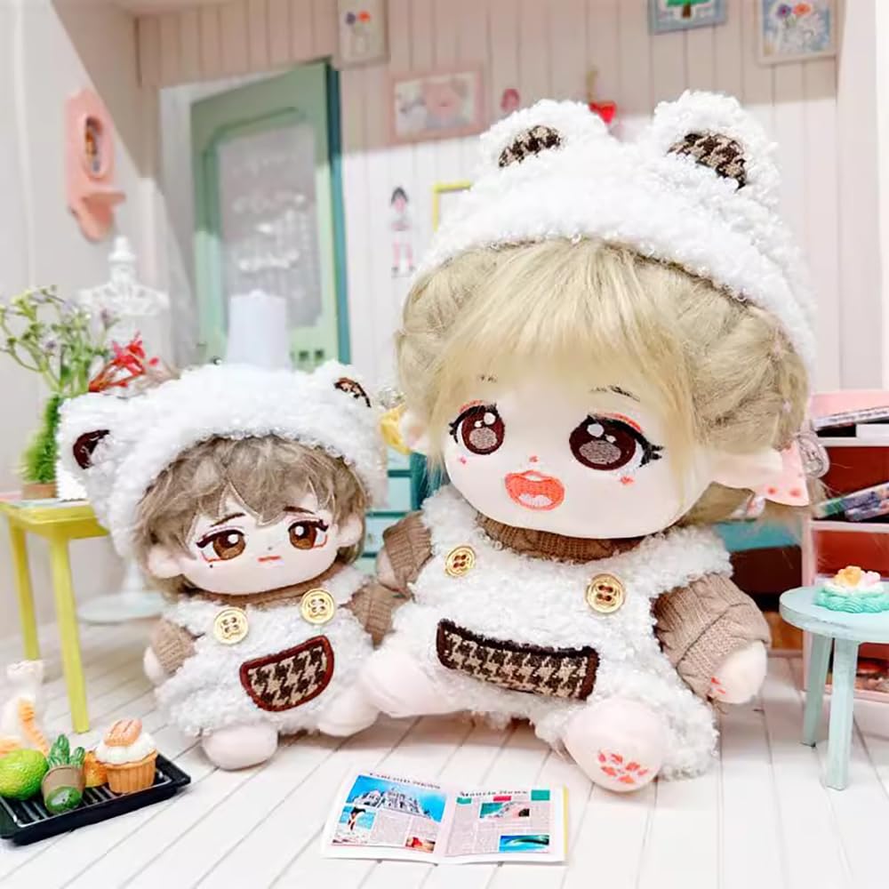 niannyyhouse Warm Bear Set (Headwear, Jumper, Bib Pants) 10cm-15cm, 20cm Plush Clothes Cotton Doll Dress-Up (10cm-15cm)