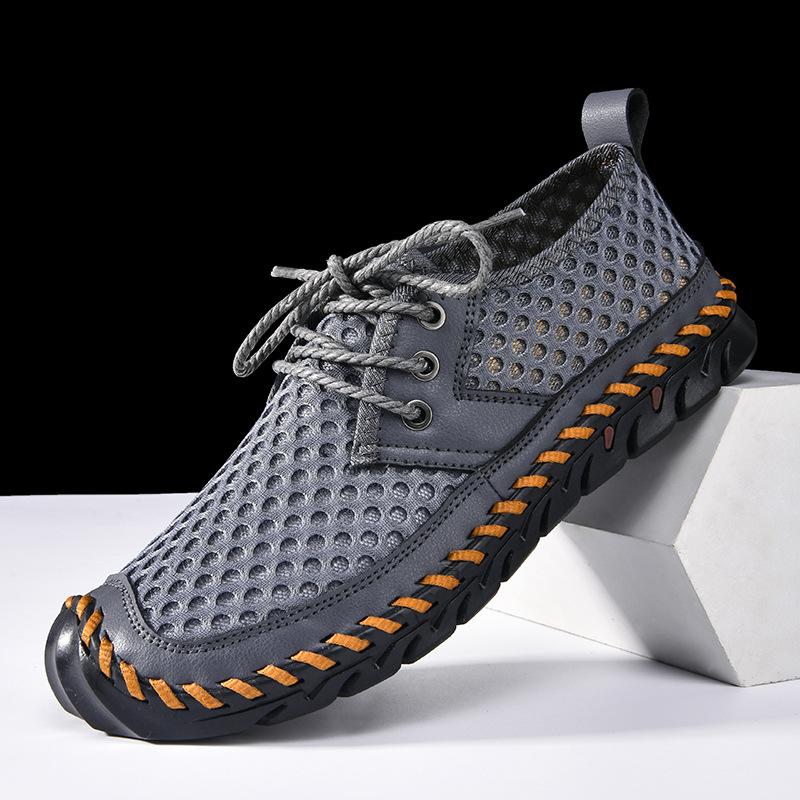 Hollow mesh shoes casual and lightweight one-pedal large-size sports tide stream shoes soft-soled low-top men's shoes
