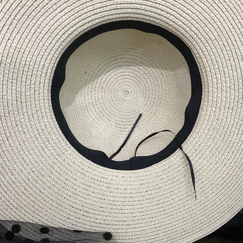 Celebrity style temperament polka dot mesh M straw hat children summer vacation beach hat personalized big brim sun hat cool hat