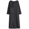 New Polka Dot Splicing Wood Ear Side Long Sleeve Dress Fashion Loose Casual A-Line Dresses