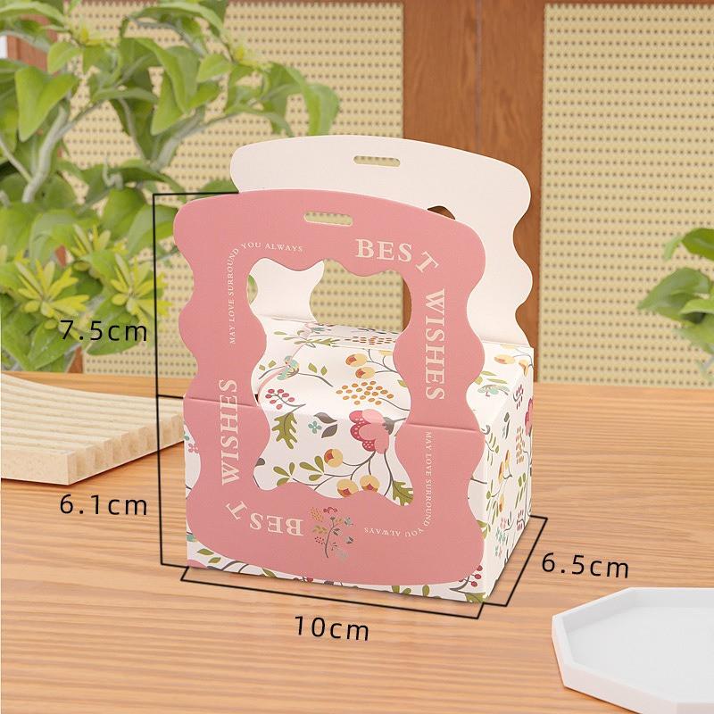 10Pcs Handheld Flower Valentine's Day Wedding Candy Biscuit Packaging Chocolate Baking Companion Gift Boxes With Ribbon