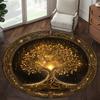 Vintage Golden Tree of Life Round Rug Non Slip Washable Mat For Kitchen Living Room Bedroom Home Decor