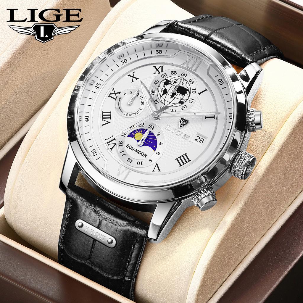 LIGE Luxury Mens Watches Waterproof Luminous Fashion Quartz Watch For Men Business Casual Man Date Chronograph Relogio Masculino