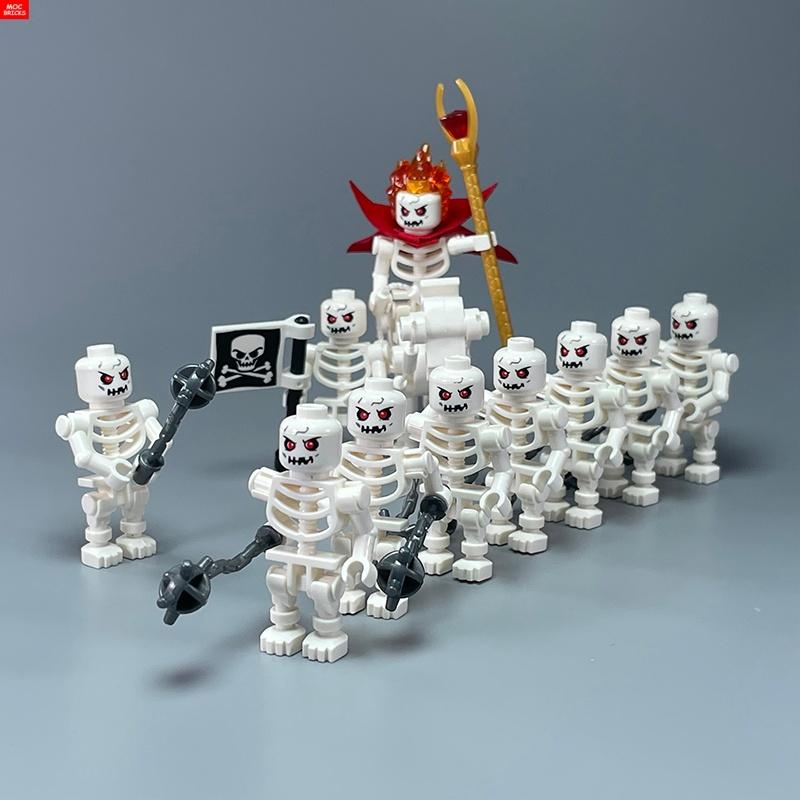 Einzelne MOC Steine DIY Dunkler Bote Magiergruppe Skelett Schädel Bausteine Figur Puppen Spielzeug für Kinder Geschenke