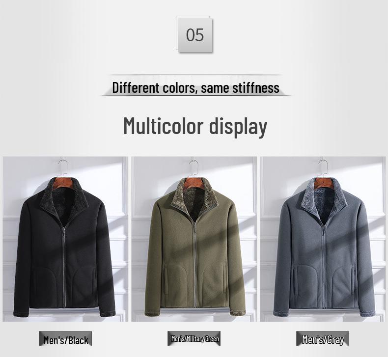 Unisex Reversible Fleece Jacket: Thickened Velvet Windsheeter with Polar Fleece Inner, Perfect for Autumn and Winter