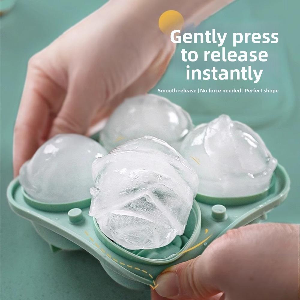 New 3D Rose Silicone Ice Mold with Lids 4 Holes Ice Making Molds Easy To Demold Large Size Ice Cube Tray Bar Accessories