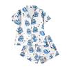 Conjunto de Pijama Infantil para Casa Top de Manga Curta Shorts Conjunto de Duas Peças Roupa Exterior Cardigan para Brincar