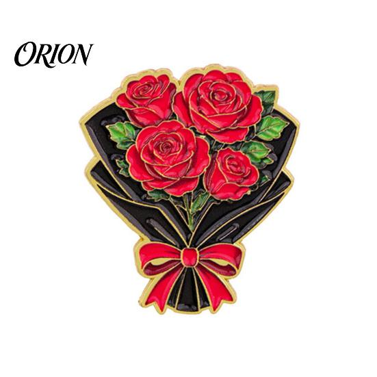 Delicate Metal Badge Bouquet Brooch Pin for Women, Enamel Romantic Flower Jewelry, Durable Sophisticated Coat Accessory Zinc Alloy Floral Lapel Coats