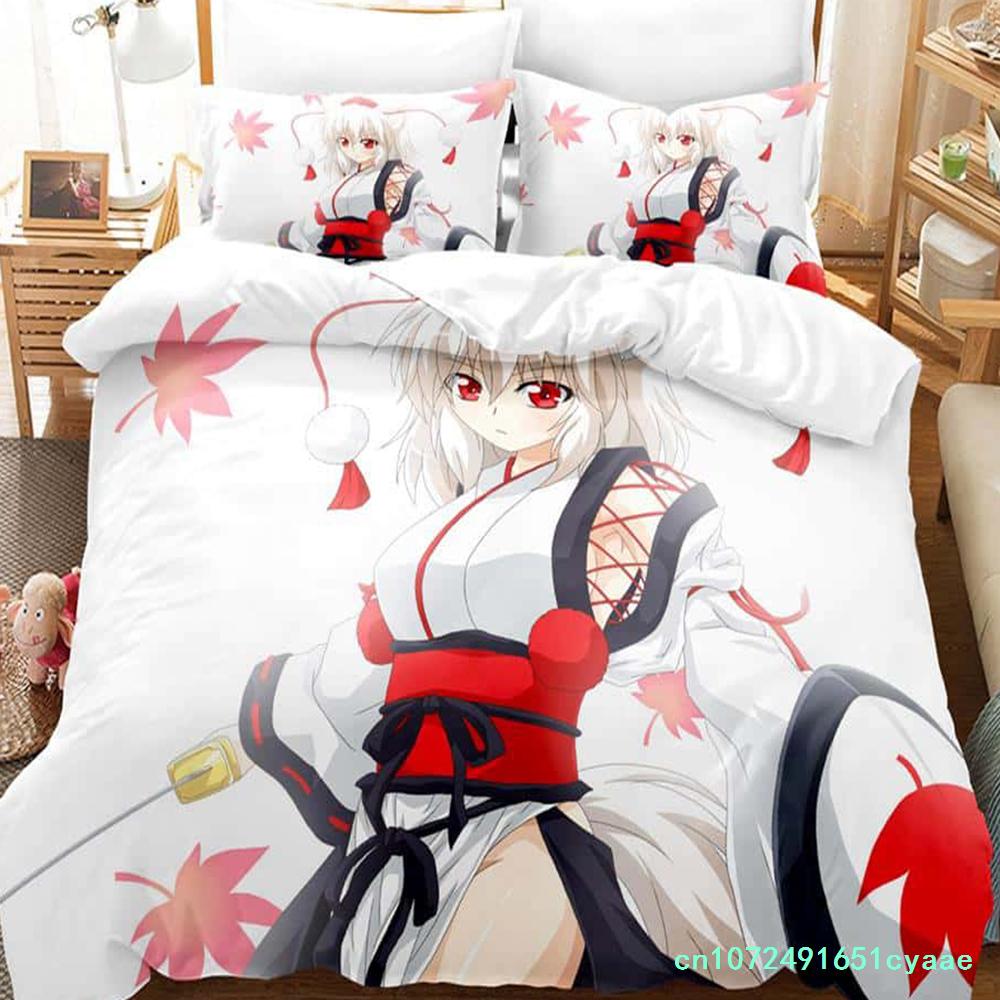 3D Anime Kawaii Girls Momiji Inubashiri Bedding Set Single Twin Full Queen King Size Bed Set Adult Kid Bedroom Duvetcover Sets