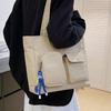 Large capacity canvas bag, women's spring new fashion casual shoulder bag, student class commuting tote bag