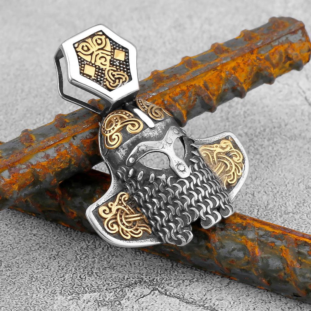 Severský Odin Vraní Lebka Přívěsek Náhrdelník Gotická Nerezová Ocel Vraní Lebka Kompas Runový Náhrdelník pro Muže Punkové Šperky