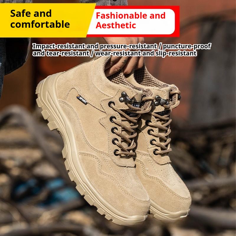 Men's Labor Protection Shoes, Anti-smash and Anti-puncture Breathable Lightweight Safety Shoes, Wear-resistant Soft-soled Work Shoes