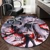 1pc Anime Design Round Carpet Floral Print Chair Mat for Office, Home Decor, Living Room, Bedroom