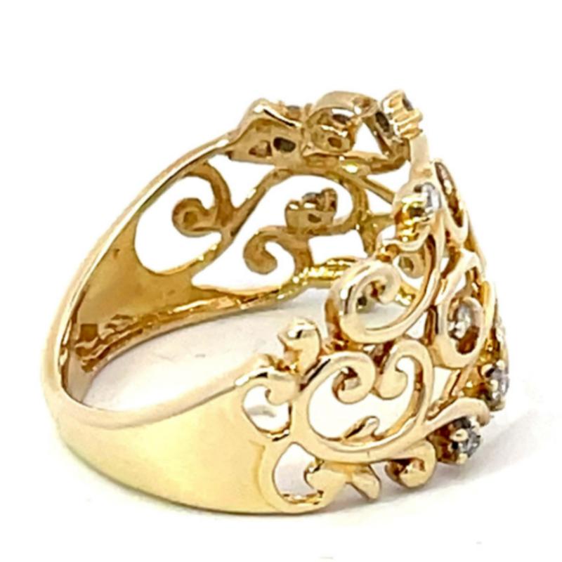 Vintage Gold Color Luxury Women's Ring Creative Wide Fine Imitation Crystal   Line Jewelry Accessories