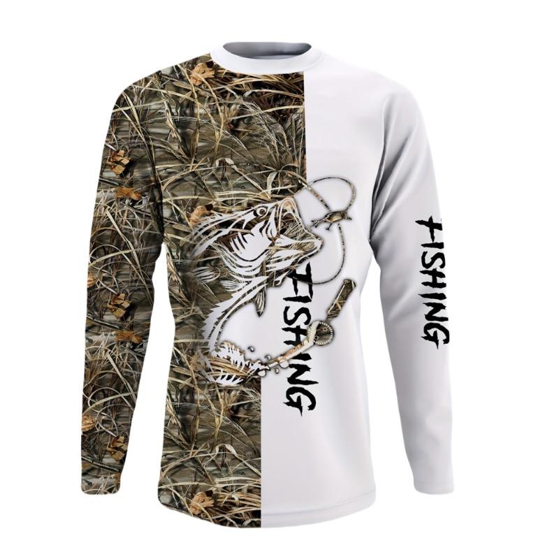 Magliette da Pesca Uomo Manica Lunga Abbigliamento Uomo Autunno Streetwear Girocollo Pullover Maglietta Uomo Abbigliamento Casual Uomo